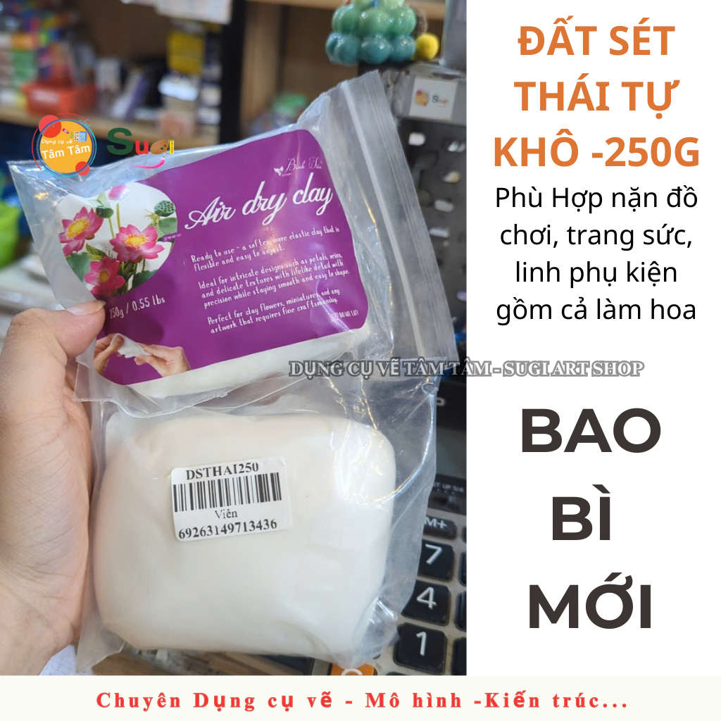 Đất Sét Thái Tự Khô 250g – Mềm Mịn, Dễ Tạo Hình Làm Mô Hình, Handmade, DIY