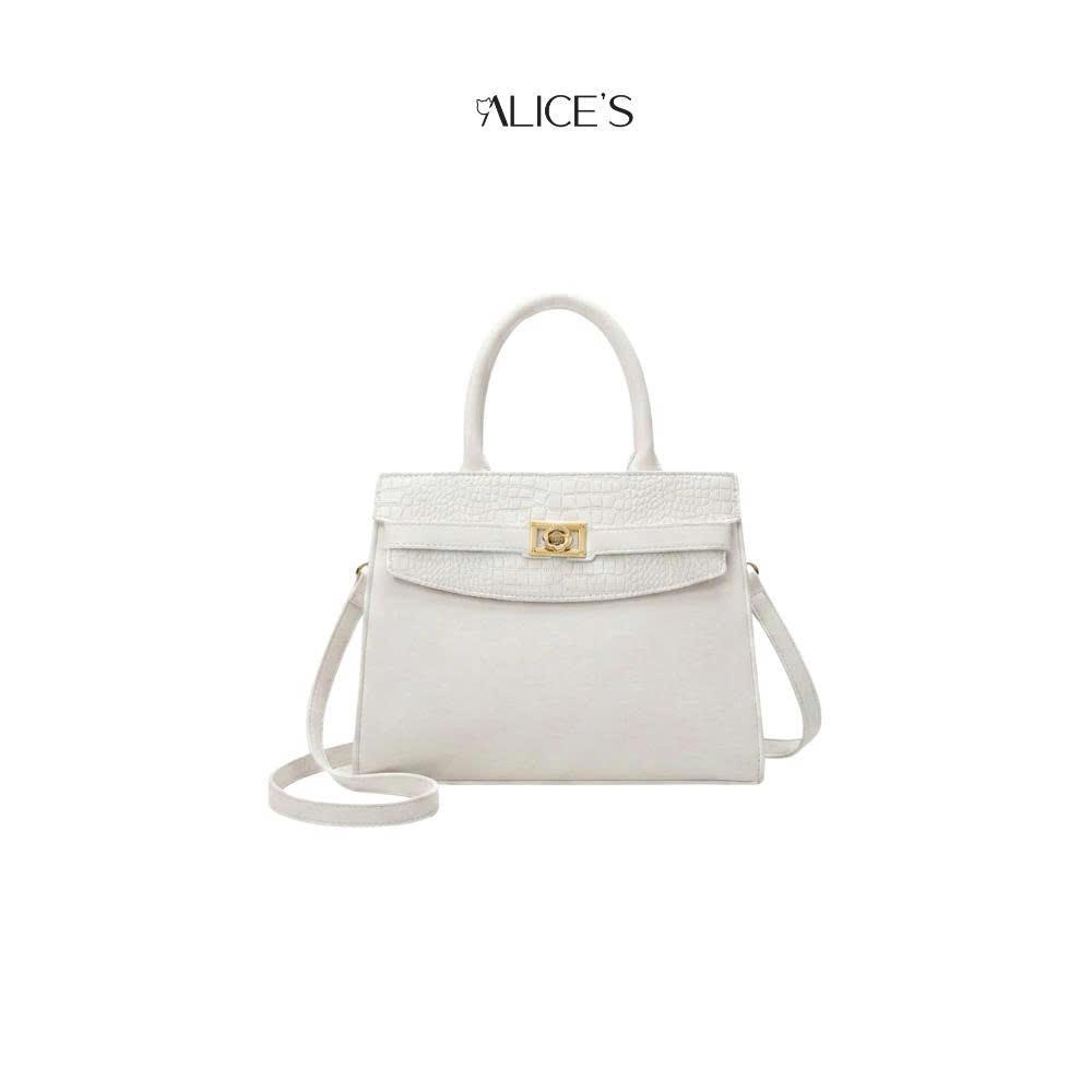 Túi Xách Tay Nữ Vân Cá Sấu The Duchess Màu Trắng Alice Retail BAG-JLM83669-WHT