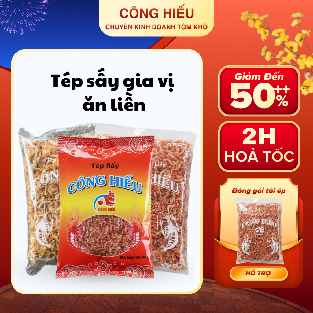 [Hoả tốc] Tép sấy khô đóng gói 100gram, tiện dụng dùng chế biến làm bánh tráng nướng, bắp xào ngon tiện lợi