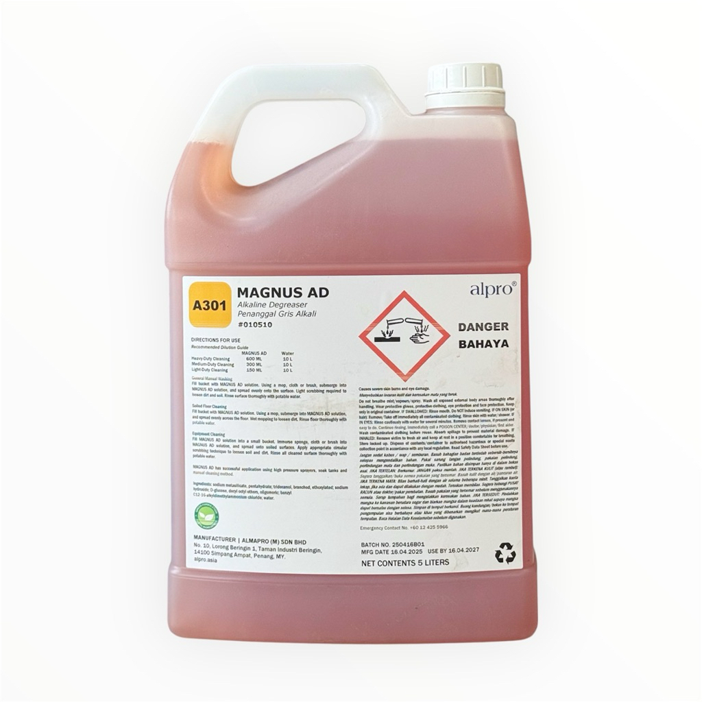 Dung Dịch Tẩy Rửa Sàn Cũ Dầu Mỡ Alpro A 301 Genex HD Can 5L ( Nk Malaysia)