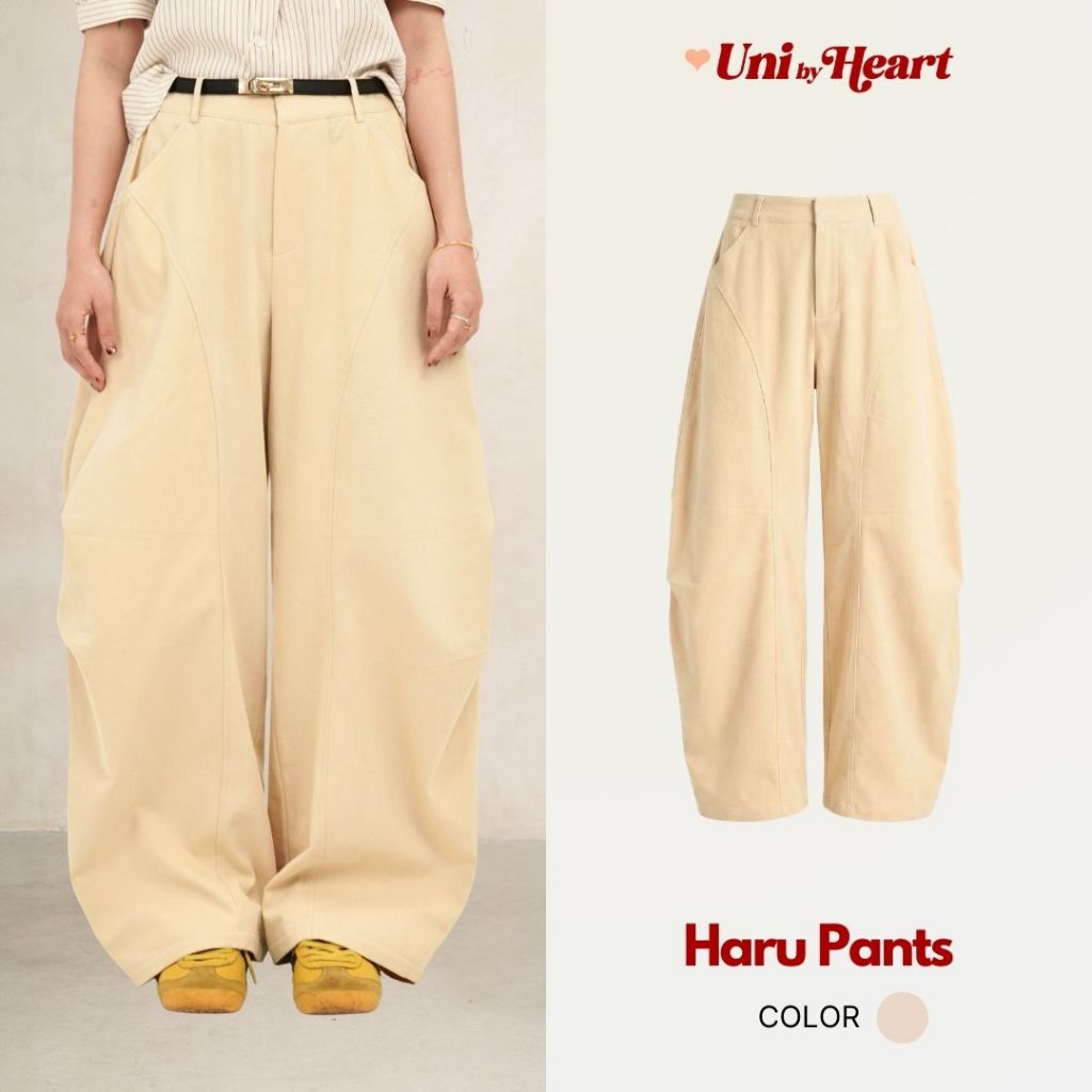 Quần kaki ống cong Haru Pants QD030 xếp ly 2 bên, cá tính - Uni By Heart