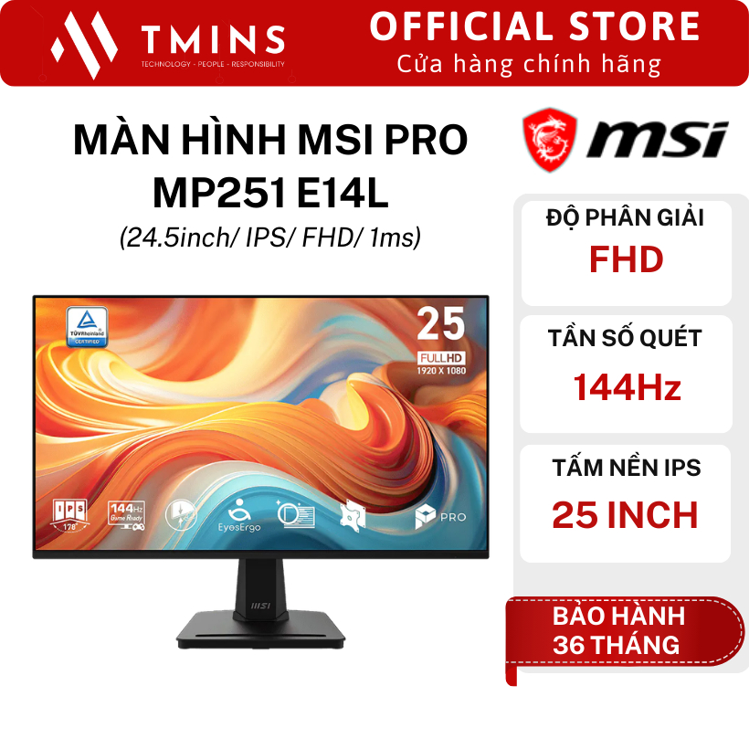 Màn hình MSI PRO MP251 E2 | PRO MP251 E14L (24.5inch/ IPS/ FHD/ 1ms) - Hàng chính hãng