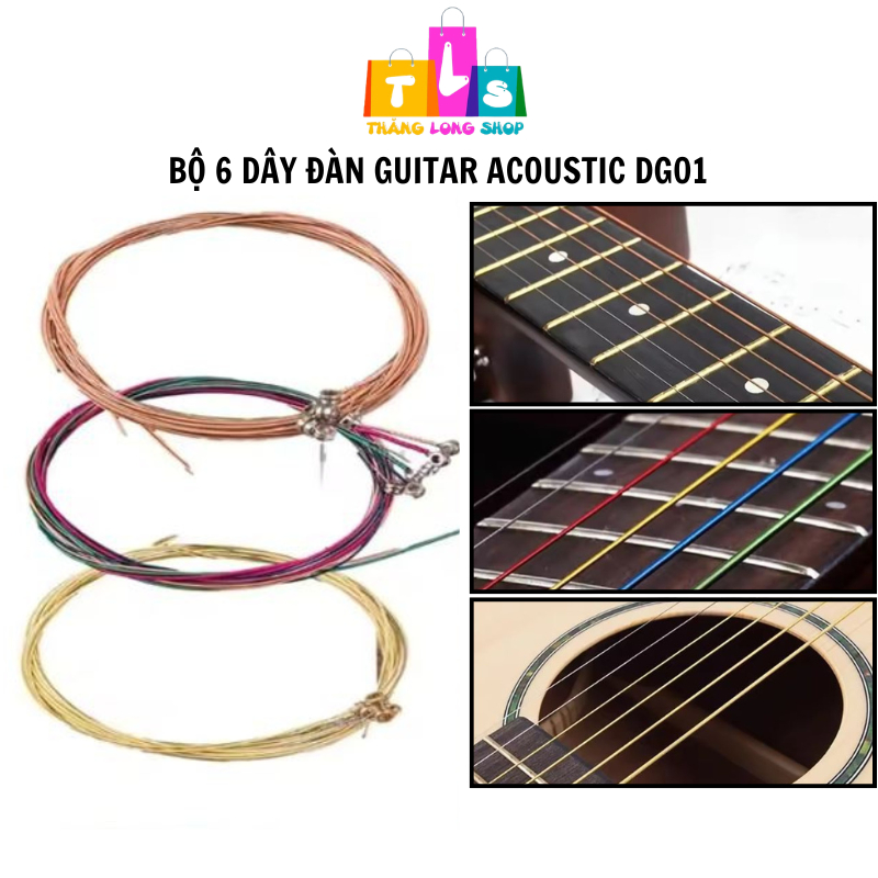 Dây Đàn Guitar Acoustic 6 Dây Nhiều Màu Giá Rẻ Cho Người Mới Tập Guitar Strings Bền Dễ Lắp