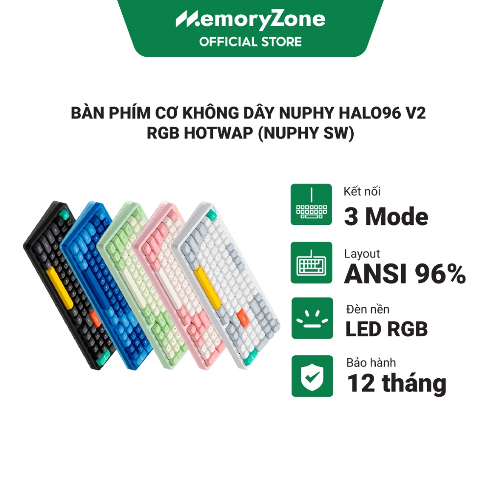 Bàn phím cơ không dây NuPhy Halo96 V2 RGB Hotswap (Nuphy Sw) - Bảo hành 12 tháng chính hãng