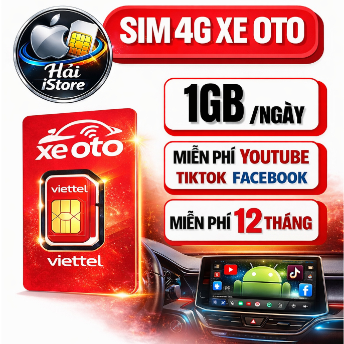 Sim chuyên lắp đầu xe oto Viettel Vinaphone - Miễn Phí Youtube Tiktok Facebook Zalo - Trọn gói 1 Năm