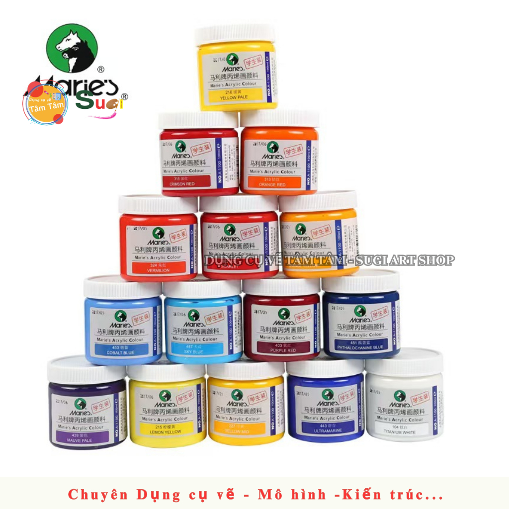 Màu Acrylic Marie’s 100ml  – Màu Vẽ Acrylic Marie’s Vẽ Canvas, Gỗ, Vải, DIY, Màu Acrylic Mỹ Thuật