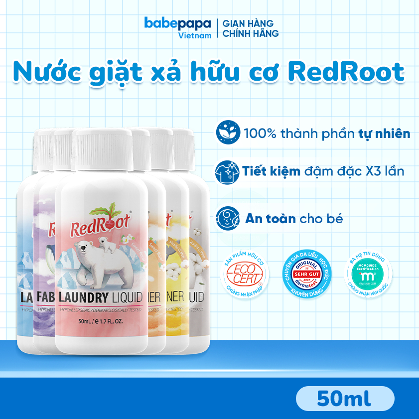 Nước Giặt Xả Redroot Travelsize 50ml Hữu Cơ An Toàn Lành Tính