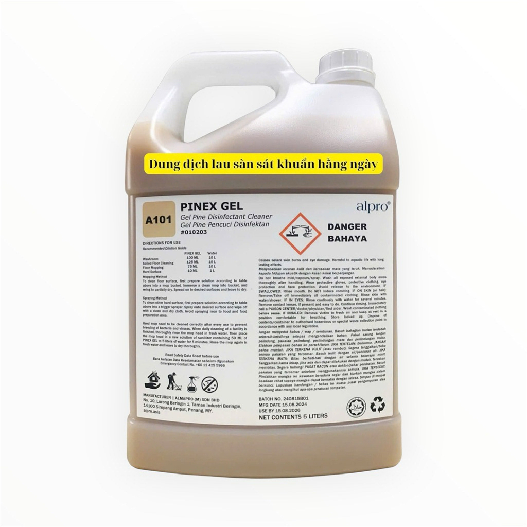 Nước lau sàn sát khuẩn hàng ngày hương gỗ thông Alpro A101 Can 5L ( Nk Malaysia)