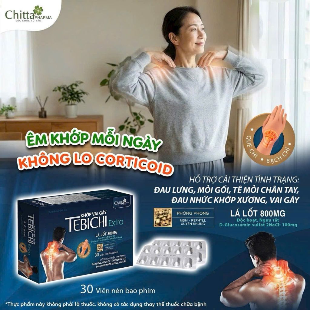 Viên Khớp Vai Gáy Tebichi hỗ trợ cải thiện đau lưng mỏi gối, tê mỏi chân tay, đau nhức khớp xương, v