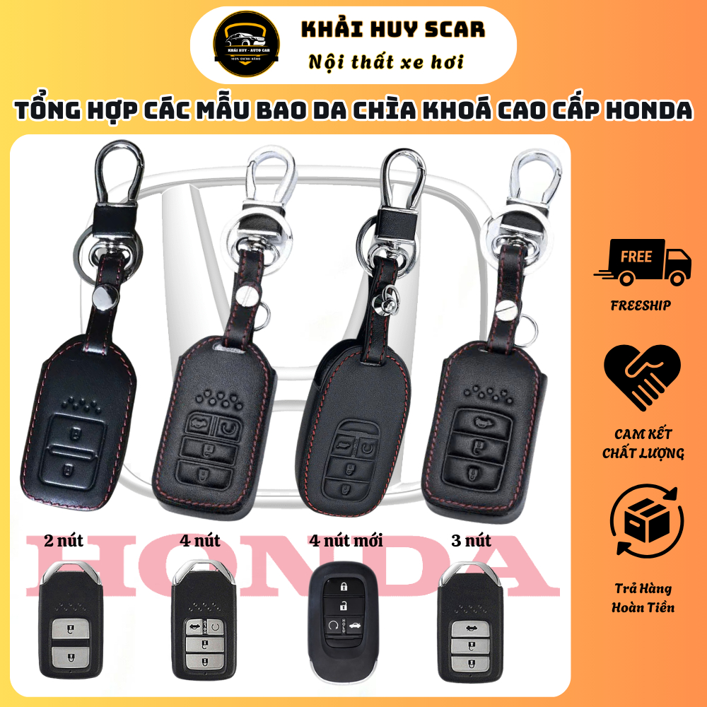 Tổng Hợp Ốp Bao Da Chìa Khoá Cao Cấp Honda Civic 2022, 2023, Accord, HRV, CRV 2024 Bản L, RS, NEW Ci