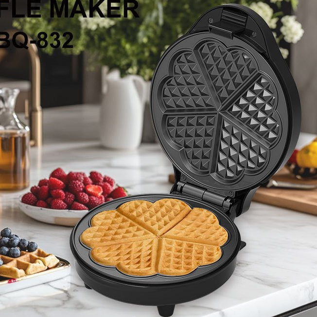 Máy làm bánh waffle SK-BBQ-832 công suất 750W khuôn 5 bánh hình trái tim, máy làm bánh quế - BH 12 tháng