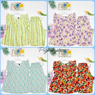 Đồ Tole Nữ Mặc Nhà 52-80kg, Bộ Tone Lanh Nữ Trung Niên VNXK ,Quần Lửng Áo Cổ Tròn Tay Cánh Tiên - Pigbabystore