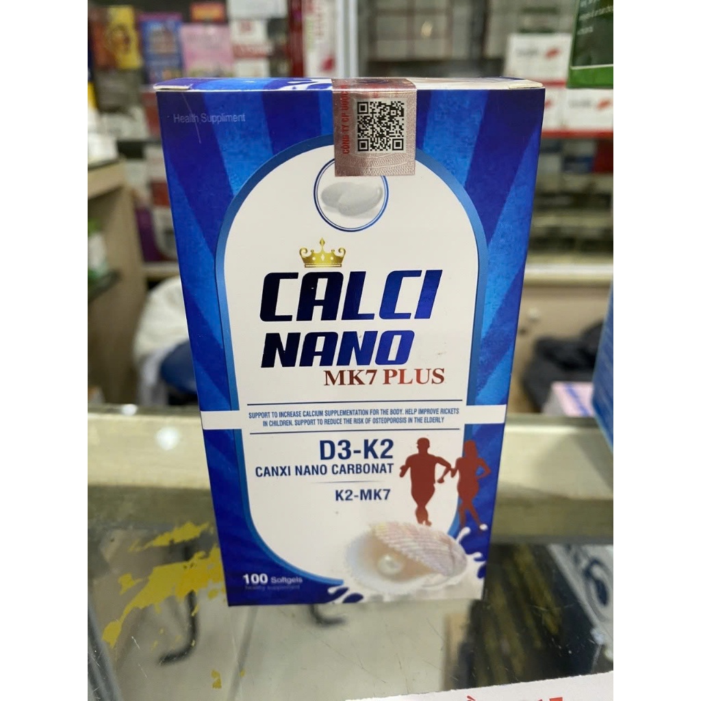 Viên uống Calci Nano MK7 Plus Chính Hãng Cao Cấp Hộp 100 Viên ✅ Bổ sung Canxi D3 K2 MK7 giảm nguy cơ