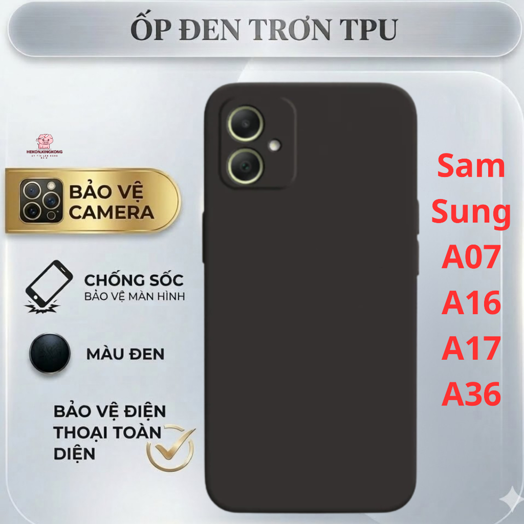 Ốp lưng TPU ĐEN TRƠN SAM SUNG A06 A07 A16 A17 A35 A36 A55 A56 BẢO VỆ CAM TOÀN DIỆN
