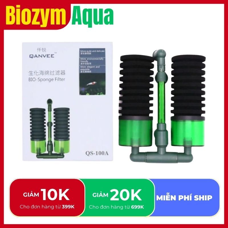 Lọc bio QS200A - QS100A Qanvee giá rẻ cho bể chơi tép, bể cá cảnh