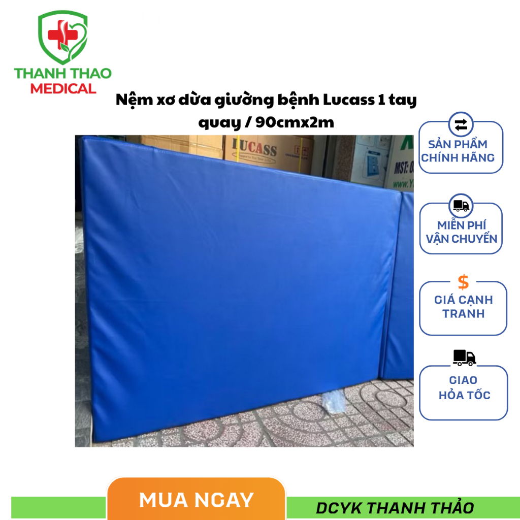 Nệm xơ dừa giường bệnh Lucass 1 tay quay / 90cmx2m
