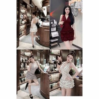 Đầm Body Nữ Dáng Ngắn Cổ Yếm NOBICO GL503, Váy Nữ Thiết Kế Chấm Bi Hở Lưng Phong Cách Sexy Quyến Rũ