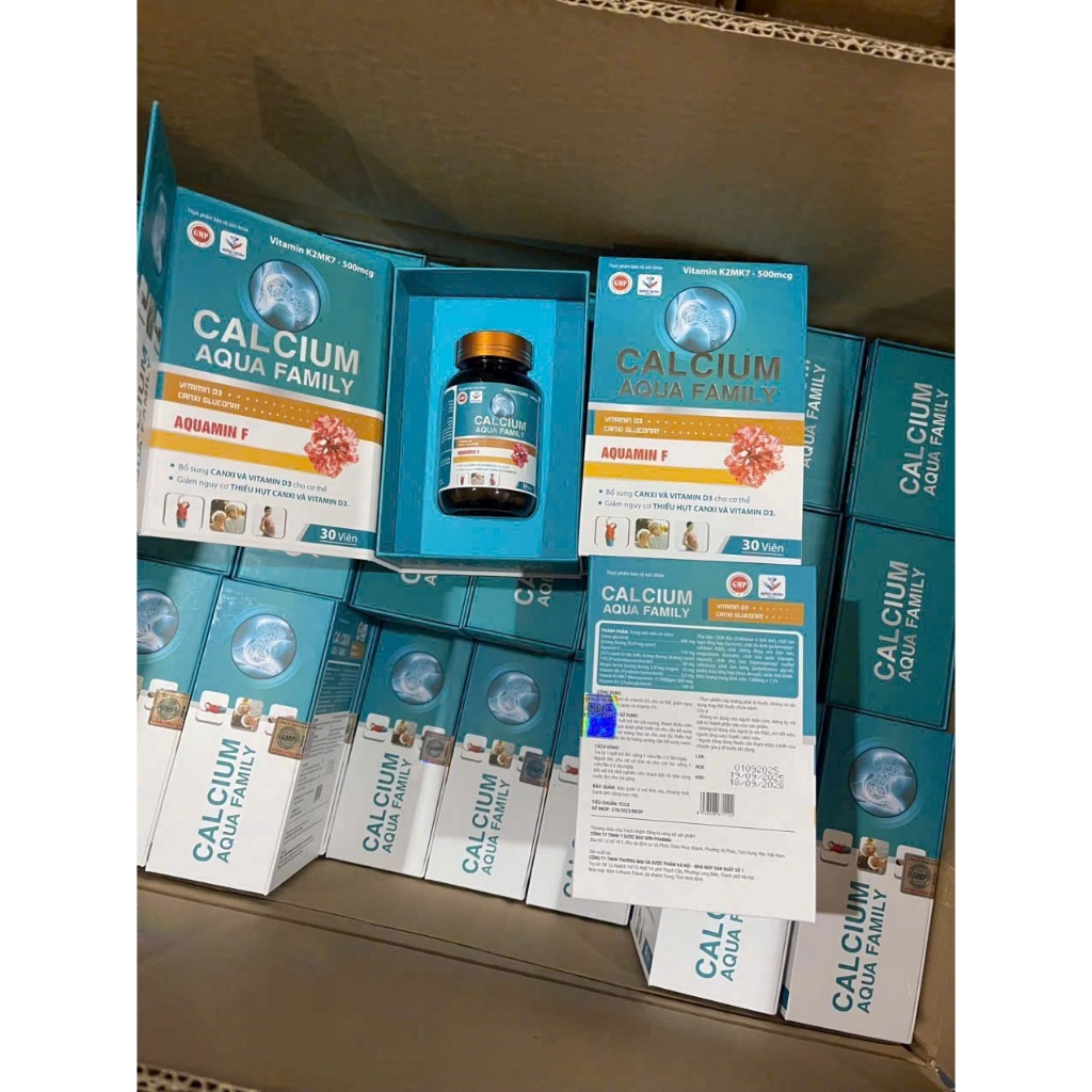 Viên uống Canxi Aqua Family Aquamin F Chính Hãng Cao Cấp Hộp 30 Viên ✅ Calcium + Vitamin D3K2 xương 