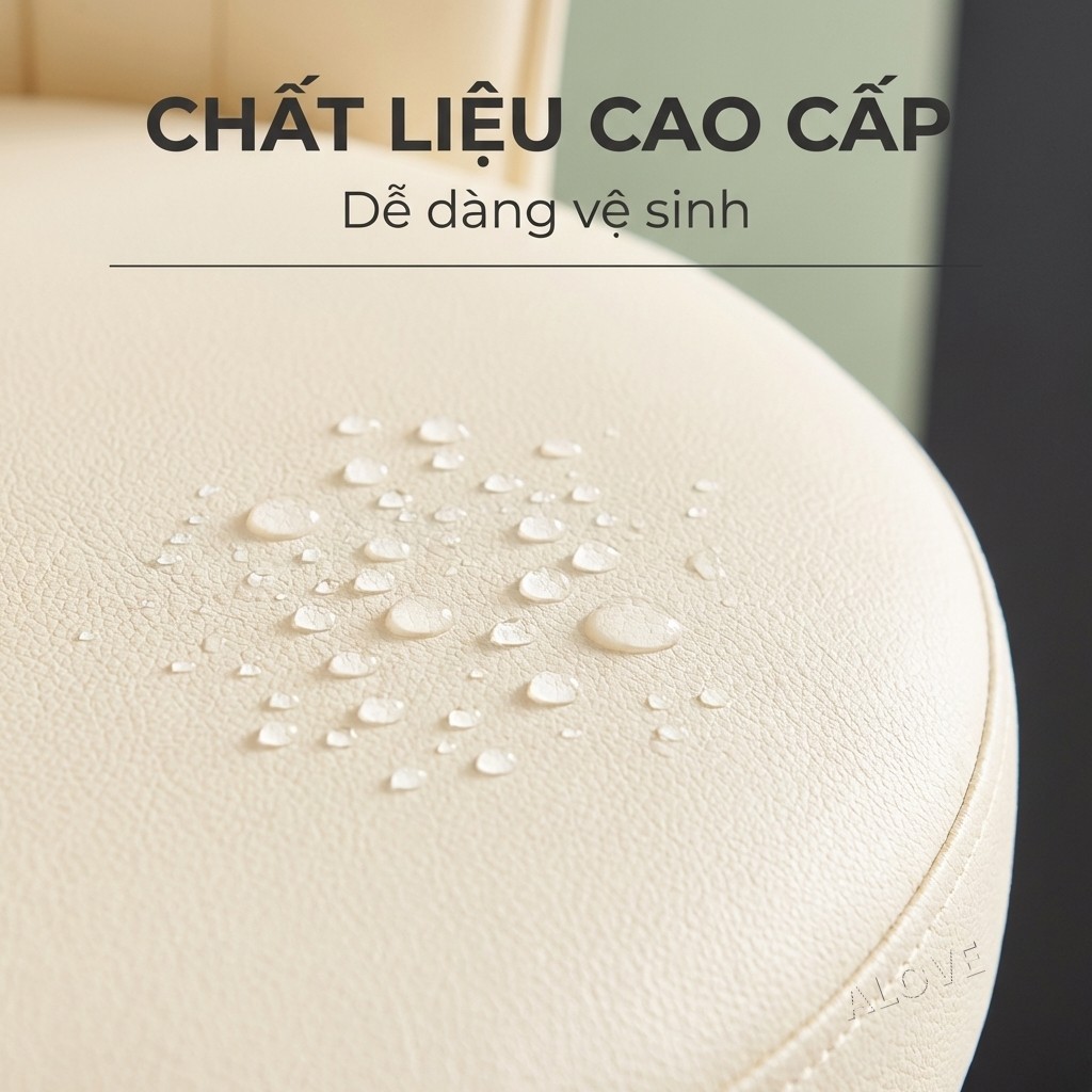 ALOVE Ghế trang điểm phong cách kem ghế xoay nâng hạ có bánh xe ghế làm móng ghế tựa lưng phòng ngủ | BigBuy360 - bigbuy360.vn