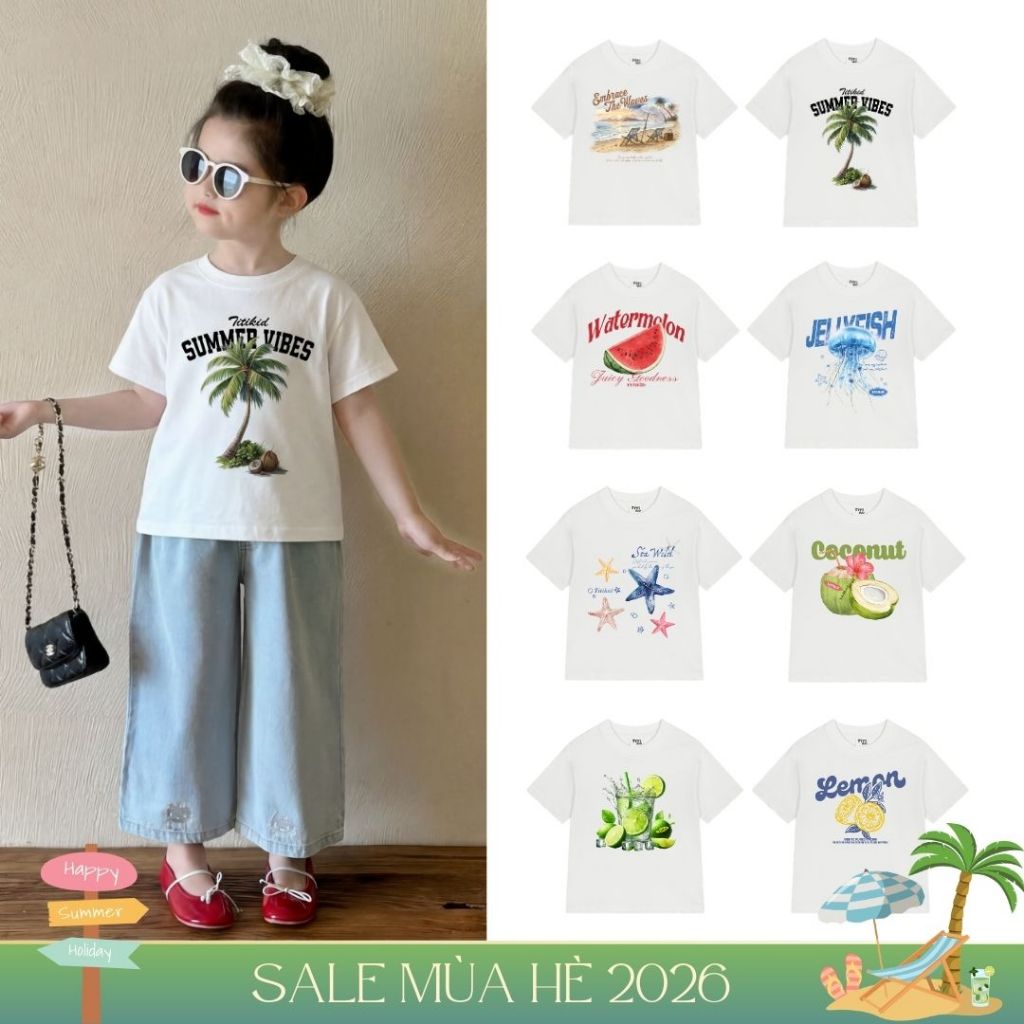 Áo Thun - BST BIỂN - Áo Thun Tay Ngắn Cho Trẻ Em, Vải Cotton Mềm Thoáng Mát - TTK58