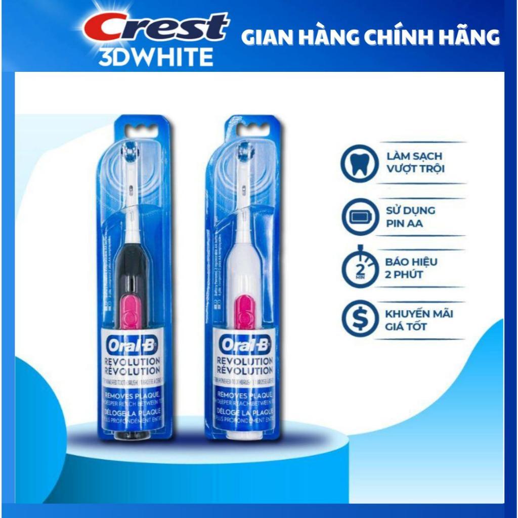 Bàn Chải Pin Oral-B Revolution - Dùng Pin AA Thay Pin, Màu Trắng & Đen, Bàn Chải Điện Dùng Pin Oral 