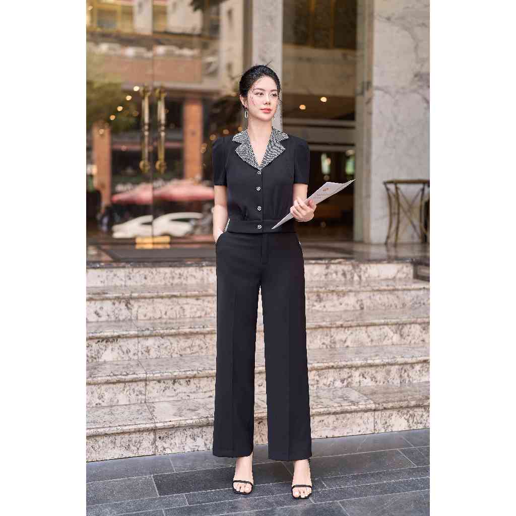 Vest lửng phối ziczac thiết kế cao cấp Laeem Design, LV2N24001