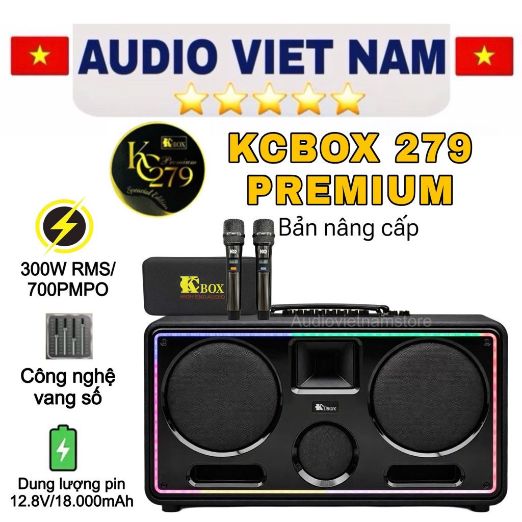 loa karaoke KCBOX 279 PREMIUM phiên bản nâng cấp công suất 300W RMS CÔNG SUẤT ĐỈNH LÊN ĐẾN 700W