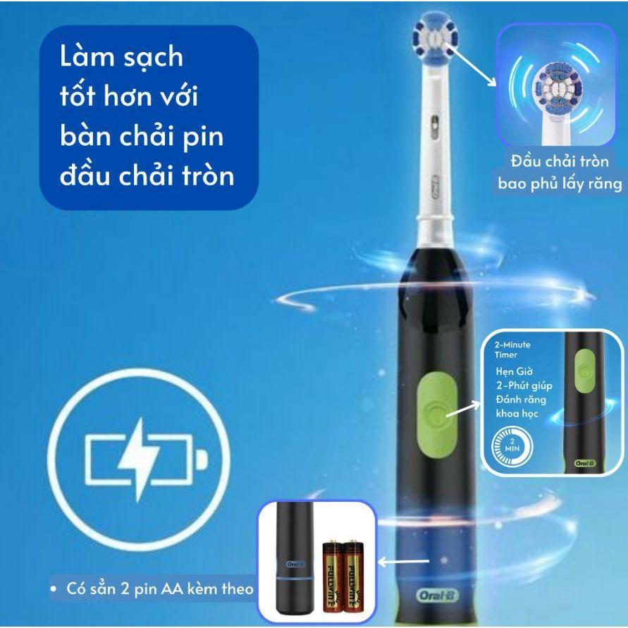 Bàn Chải Pin Oral-B Revolution - Dùng Pin AAA, Màu Trắng & Đen, Bàn Chải Điện Dùng Pin Oral B Braun