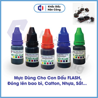 Mực Dấu FLASH Đa Năng, Đóng Được Lên Nhiều Vật Liệu, Nhiều Màu 10ml