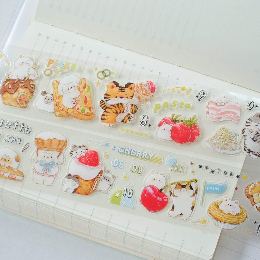 Pet tape sticker Love food chiết chu kì 100cm meohime