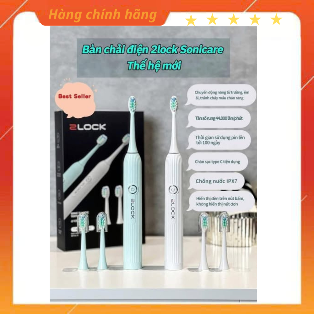 Set 3 đầu bàn chải thay thế 2LOCK chính hãng