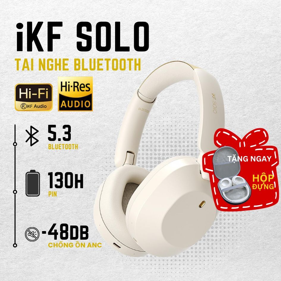 Tai nghe Bluetooth iKF SOLO, Chống ồn chủ động đỉnh cao, Âm thanh HiFi, Bass mạnh -Bảo hành 12 tháng