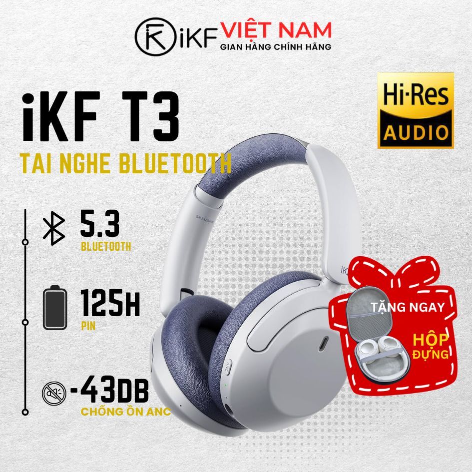 Tai nghe Bluetooth iKF T3, Chống ồn chủ động đỉnh cao, Bass mạnh, Đeo cực êm ái - Bảo hành 12 tháng