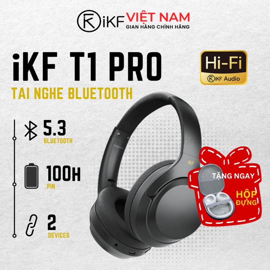 Tai nghe bluetooth iKF-T1 Pro, Âm bass mạnh mẽ, pin trâu 100Hkết nối 2 thiết bị - Bảo hành 12 tháng