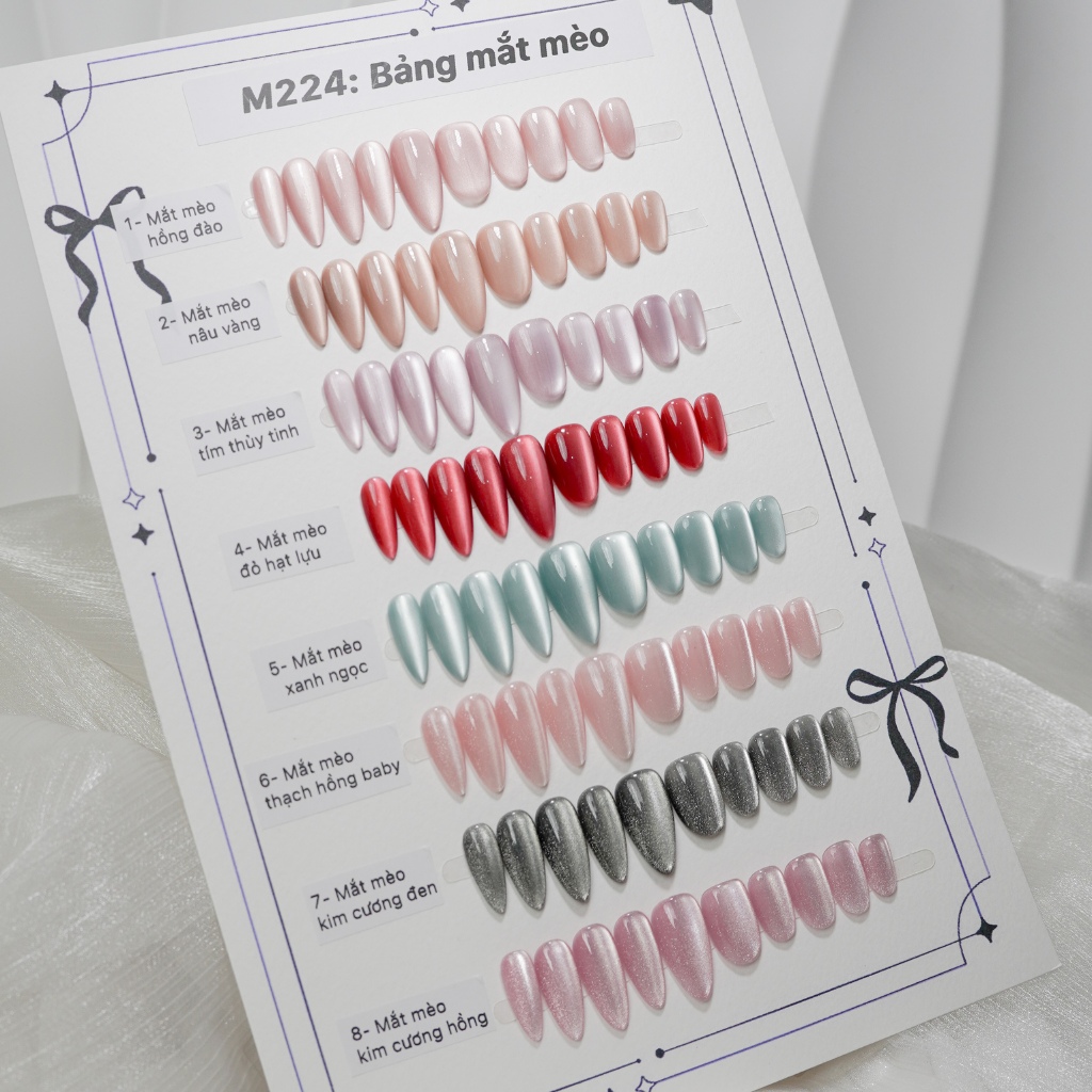 [M224] - Kimsu Nailbox Mắt Mèo Hồng/Đỏ/Tím/ Nâu Vàng (Form Tròn nhọn - đổi form ghi chú) | BigBuy360 - bigbuy360.vn