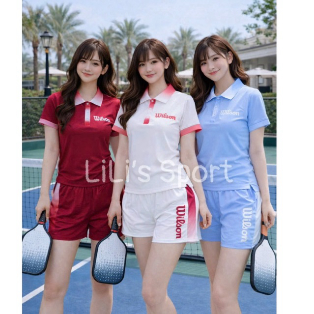 [PICKLEBALL] Set đùi thể thao Wilson-áo polo kết hợp quần đùi 2 lớp tập pickleball, tennis, gofl