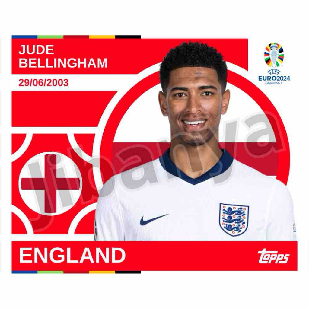 [Thẻ in] Thẻ cầu thủ bóng đá Anh/ England - Topps Euro 2024