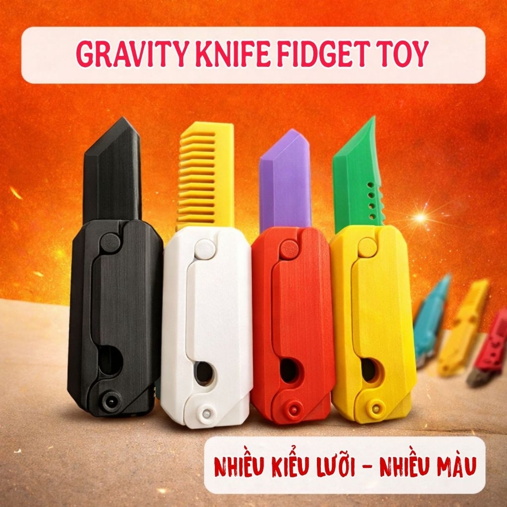 Đồ Chơi Gravity Knife Fidget –Lược Trượt Mini In 3D | Comb Knife Toy Nhiều Kiểu