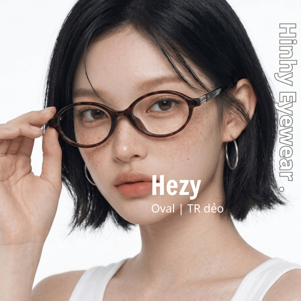 Gọng kính cận dẻo oval tròn Hezy form nhỏ màu da beo [Lắp cận đến 6 độ] Tiệm Kính Hinhy [Hezy]