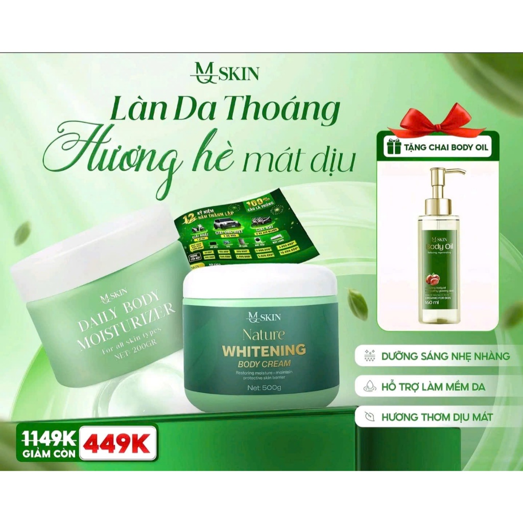 Combo  Body Ngày Đêm 700G tặng BODY OIL MQ SKIN chính hãng | BigBuy360 - bigbuy360.vn