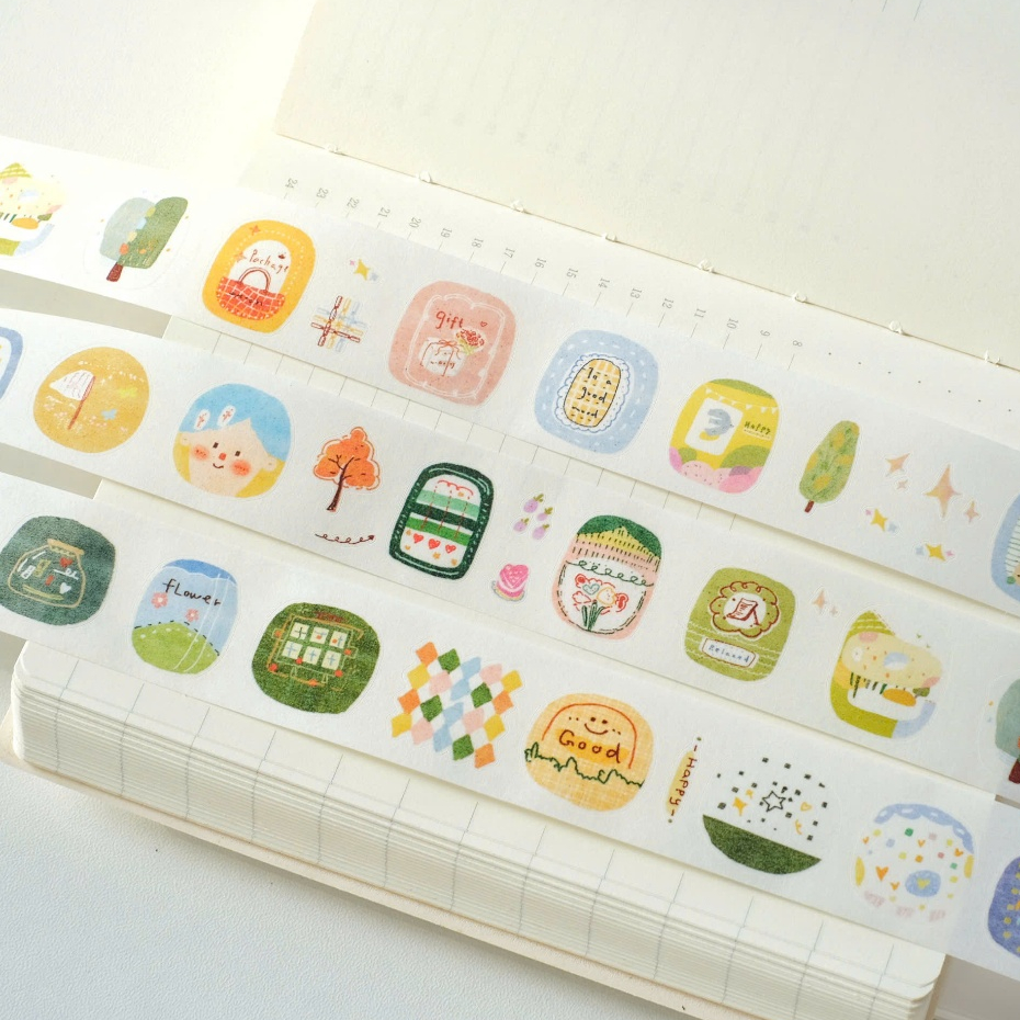 Washi tape chấm tròn chiết chu kì 150cm meohime