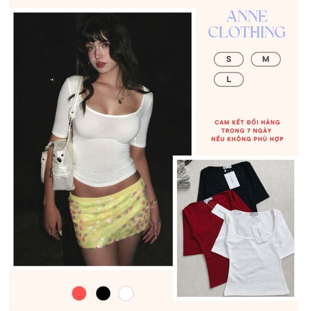 A122 - ÁO THUN NỮ CỔ VUÔNG TAY LỠ - ANNE CLOTHING