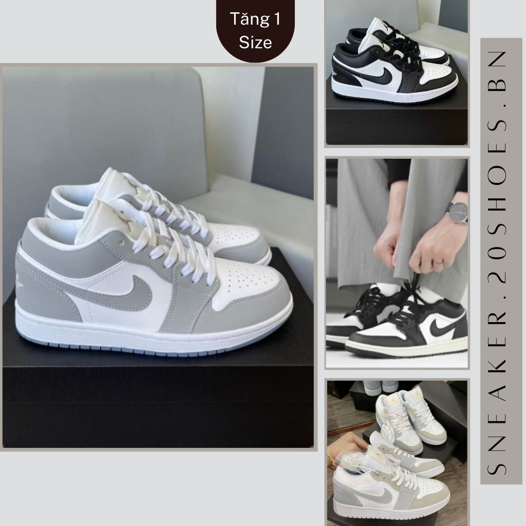 Giày _JD_ Cổ Thấp Nam Nữ, Giày Sneaker Panda Đen Trắng Xám Đế Xanh (Phải MUA TĂNG 1 SIZE)