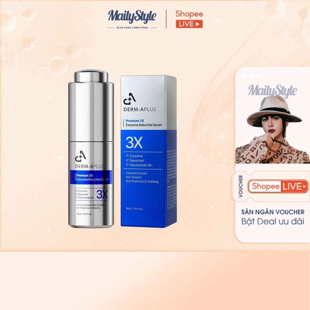 A354 Combo (05 Chai) A133 Serum DERM A PLUS Premium 3X Exosome Bakuchiol Serum 30ml +(01 Hộp) A90 Vi