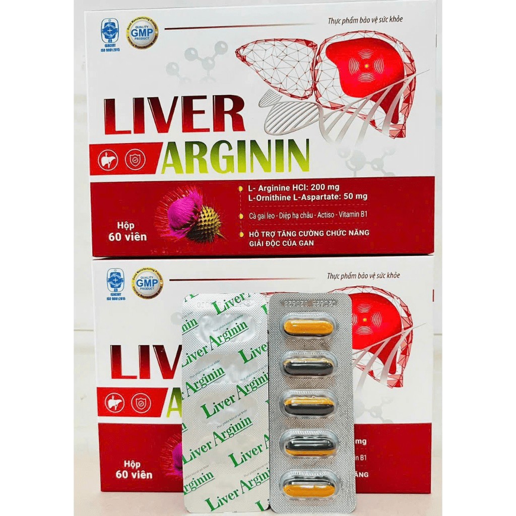 Viên uống Liver Arginin giúp giải độc gan, tăng cường chức năng gan (Hộp 60 viên)