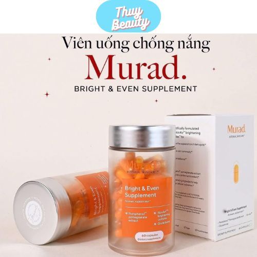 [Mẫu Mới]Viên Uống Chống Nắng Nội Sinh Murad Internal Skincare Bright & Even Supplement 60 Viên - US