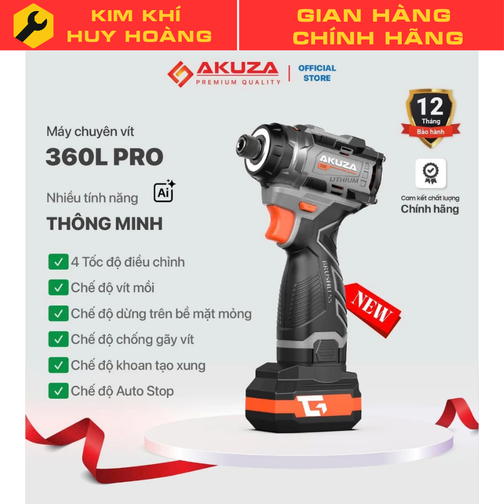 Máy Vặn Vít 360L PRO Akuza ,Có chế độ xung, 1Pin 4Cell+1Pin 8cell - Nhỏ Gọn - Cực Khỏe, Công Nghệ Kh