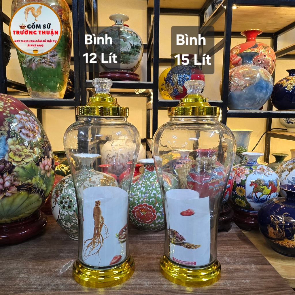 Bình Ngâm Rượu Thuỷ Tinh * BAO BỂ VỠ* 12 Lít và 15 Lít