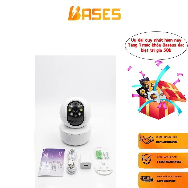 Order giao 25/3} Camera wifi gia đình, xoay 360°, dùng app V360 Pro, có quay đêm