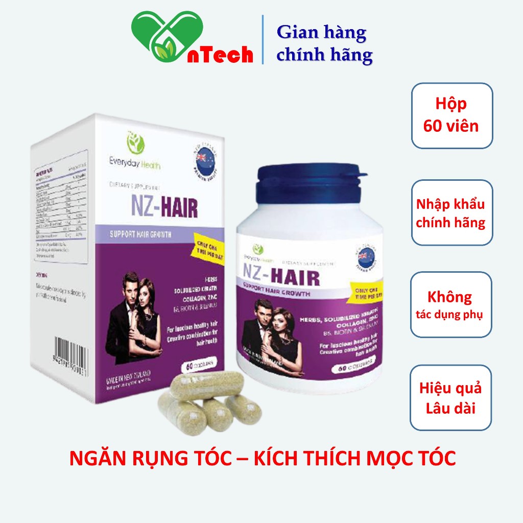 Viên uống ngăn rụng tóc và kích thích mọc tóc Everyday Health NZ-Hair chăm sóc tóc yếu dễ gãy rụng h